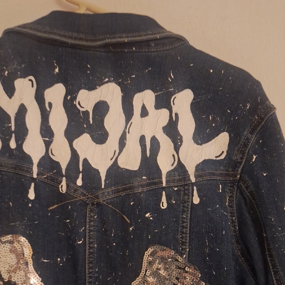 Riders by Lee Blue Jean Jacket with Silver Wing Design, Motorcycle, Rock - Picture 3 of 7